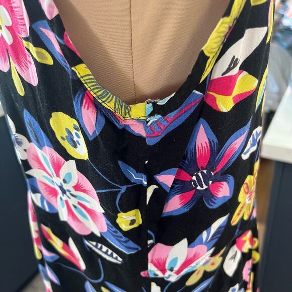 Dressing Clio SZ L Vintage 90s Sleeveless Pleated Dark Floral Rayon Maxi Dress - Picture 4 of 9